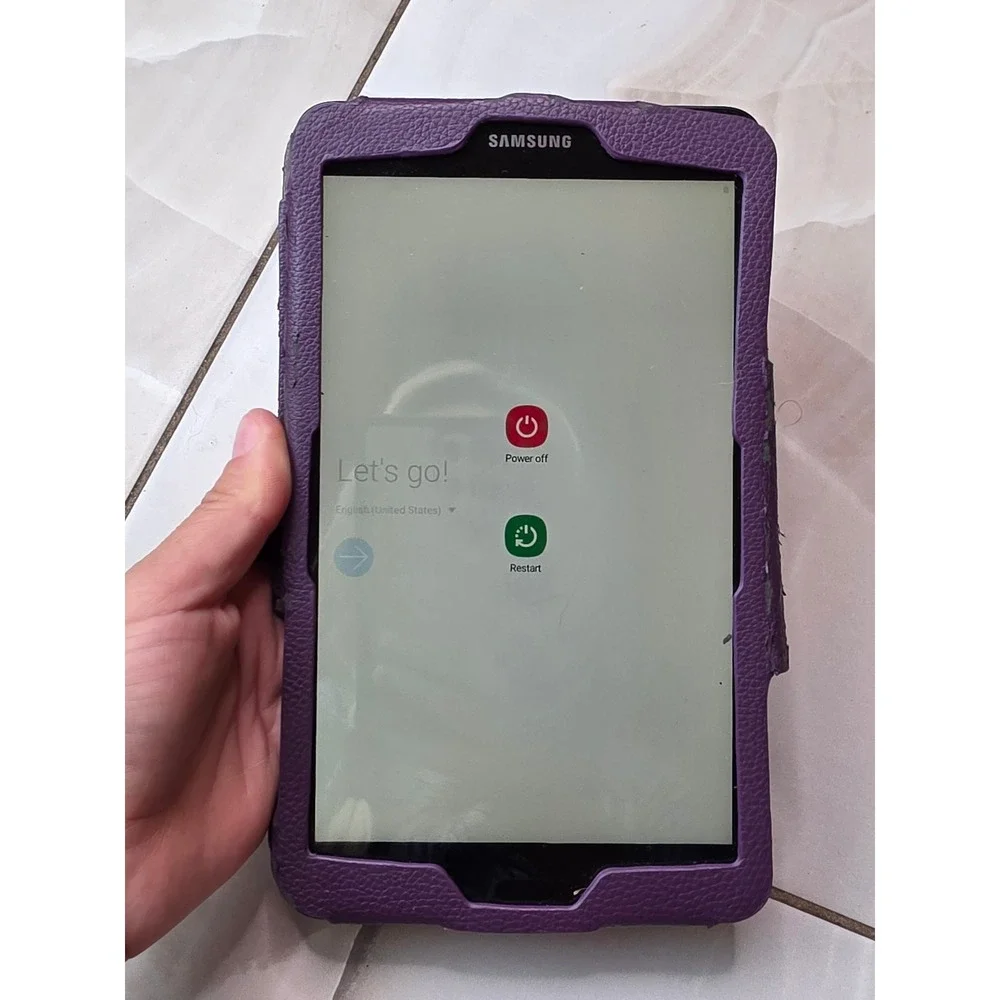 Samsung Galaxy Tab A 8.0 SM-T380 16GB Black Tablet with Purple Fintie Case W1